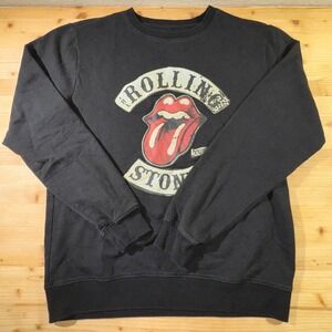 Rolling Stones 1978 Graphic Print Crewneck Sweatshirt Black Rock Band Size Small